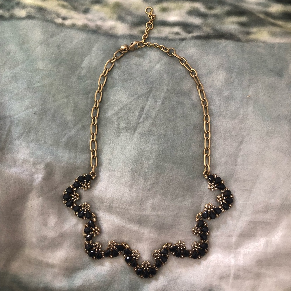 JCREW DARK BLUE AND GOLD NECKLACE